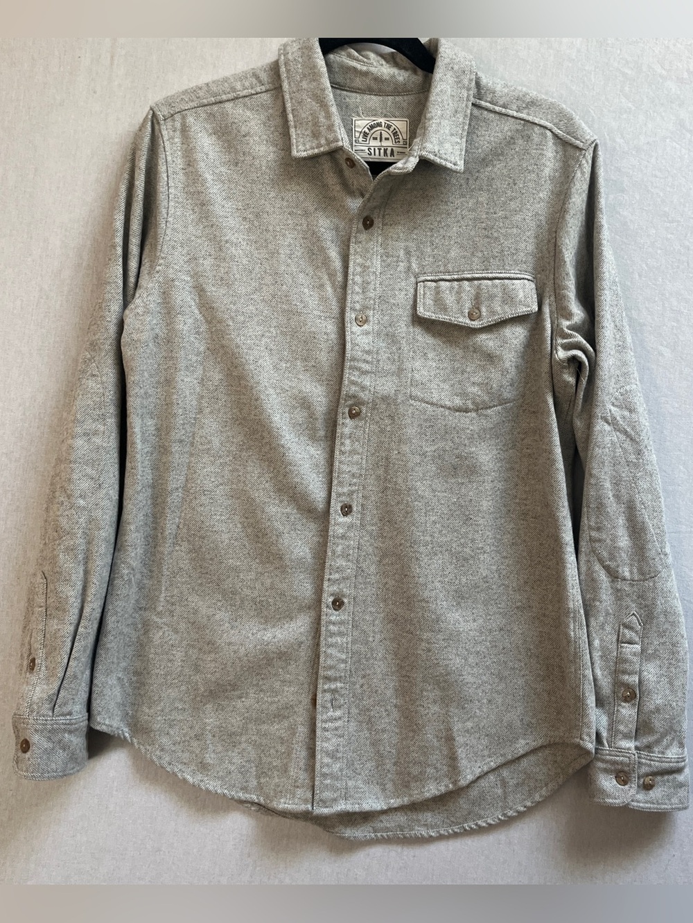Sitka Size S Gray Cotton Long Sleeve Button Up Shirt